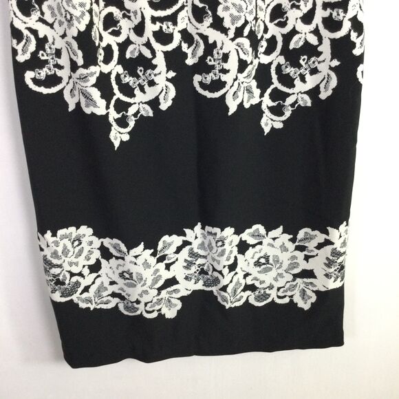 Adrianna Papell Womens Fitted Placed Printed Lace Dress Black White Size 6 NWT - Picture 9 of 16